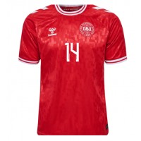 Denmark Mikkel Damsgaard #14 Replica Home Shirt Euro 2024 Short Sleeve